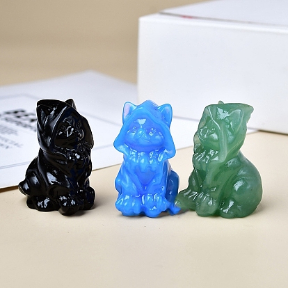 Резные украшения в форме кошки из драгоценных камней, для домашнего офисного стола