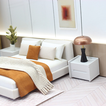 Мини двуспальная кровать, аксессуары для кукольного домика с микро-ландшафтом, притворяясь опорными украшениями