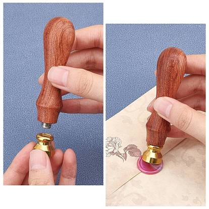 CRASPIRE DIY Stamp Making Kits, Including Pear Wood Handle and Blank Wax Seal Brass Stamp Head, Round