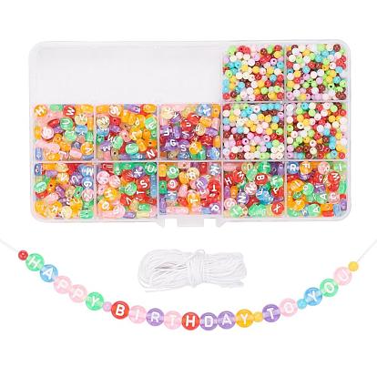 DIY Jewelry Set Making, Bracelet & Necklace with Opaque Acrylic Spacer Beads, Transparent Acrylic Beads and Waxed Polyester Cord