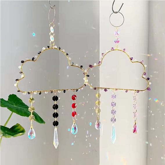 Каплевидные стеклянные ловцы солнца, подвесные украшения в виде кисточек из металла, создатель радуги, для украшения сада и дома