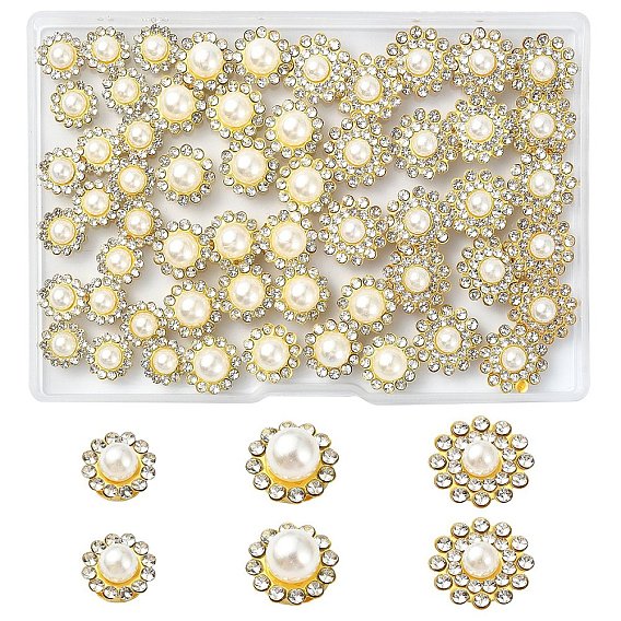 70Шитье со стразами, смолы стразами, с железными зубцами и пластиковыми бусинами, имитирующими жемчуг, аксессуары для одежды, граненые, цветок