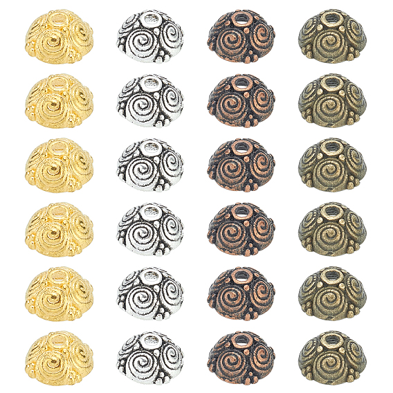Tibetan Style Alloy Bead Caps, Cadmium Free & Lead Free, 4-Petal