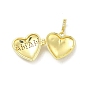 Brass Micro Pave Clear Cubic Zirconia Locket Pendants, Heart with Word MAMA Charms