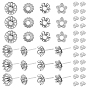 32Pcs 4 Style 304 Stainless Steel Stud Earring Findings, with 40Pcs Ear Nuts, Flower