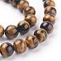 Natural Tiger Eye Beads Strands, Grade A, Round Goldenrod
