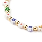 Lampwork Flower with Star Braided Bead Bracelet, Adjustable Friendship Bracelet for Women