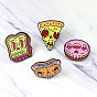 Delicious Food Combo Pins Set - Pizza, Bread, Hot Dog, Burger & Donut with Funny Emojis!