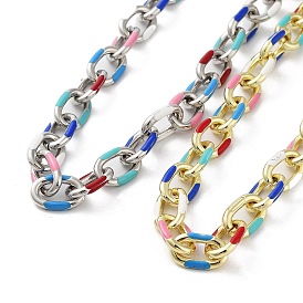 Brass Cable with Enamel Chain Necklaces