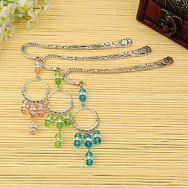 Тибетского стиля Закладки / шпильки, со стеклянными бусинами, Латунные бусины со стразами , 120 мм