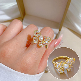 Adjustable Butterfly Zircon Ring - Simple Japanese Style Couple Ring, Chic Hand Accessory.