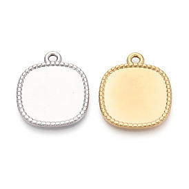 304 Настройки кабошон из нержавеющей стали кулон, квадратный