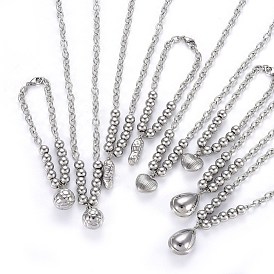 304 définit bijoux en acier inoxydable, colliers et bracelets, avec des chaînes du câble et fermoirs pince de homard, forme mixte