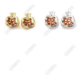 4Pcs 2 Colors Brass Micro Pave Cubic Zirconia Pendants, Pomegranate Charms