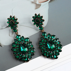 Bohemian Colorful Crystal Geometric Earrings with Diamond Inlay for a High-end Ethnic Look