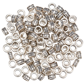 150Pcs Tibetan Style Beads, Lead Free, Cadmium Free & Nickel Free, Flat Round