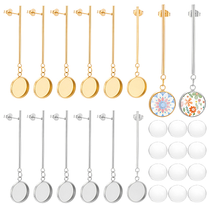 DIY Earring Making Kits, including 304 Stainless Steel Stud Earring Findings and Glass Cabochons