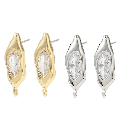Фурнитура для сережек-гвоздиков из латуни с микропаве из прозрачного кубического циркония, с 925 штырями стерлингового серебра, стойки покрытие, долговечный