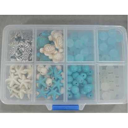 DIY Starfish Turtle Synthetic Turquoise & Magnesite & Howlite Beaded Stretch Bracelet Making Kits