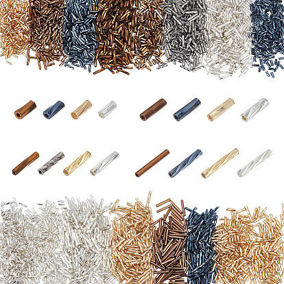 2400шт 16 стили стеклянные витые стеклярусные бусины, металлических цветов