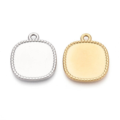 304 Настройки кабошон из нержавеющей стали кулон, квадратный