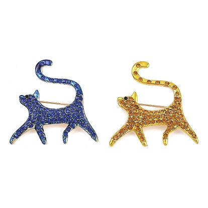 Штыри отворотом сплава горного хрусталя для одежды рюкзака, форма кошки, золотые