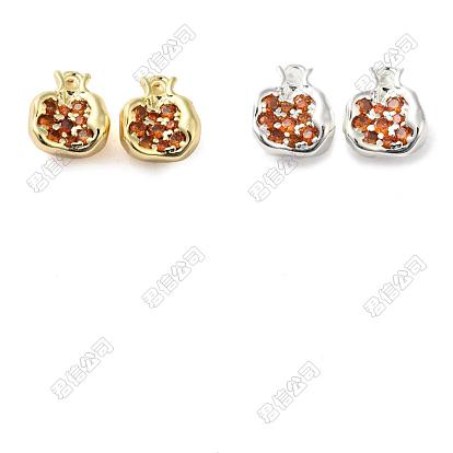4Pcs 2 Colors Brass Micro Pave Cubic Zirconia Pendants, Pomegranate Charms