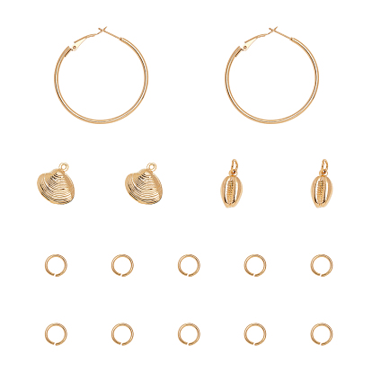 Unicraftale 304 Stainless Steel Hoop Earrings Making Kits, with Shell Shape Pendants