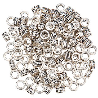 150Pcs Tibetan Style Beads, Lead Free, Cadmium Free & Nickel Free, Flat Round