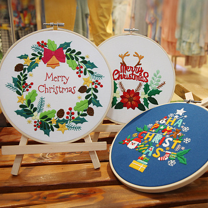 Embroidery handmade diy material package flower three-dimensional primary novice package creative Lu embroidery Christmas hanging painting