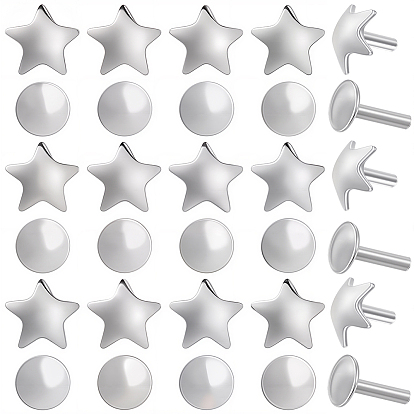 30 шт. 2 стили 925 булавки с плоской головкой из стерлингового серебра, звезда и плоский круглый