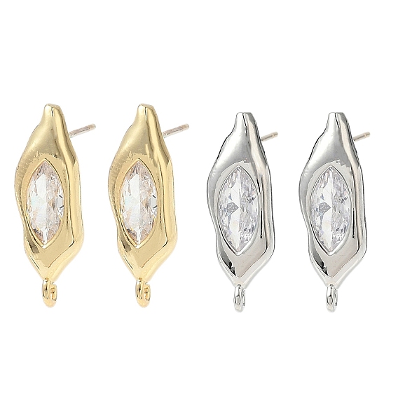 Фурнитура для сережек-гвоздиков из латуни с микропаве из прозрачного кубического циркония, с 925 штырями стерлингового серебра, стойки покрытие, долговечный