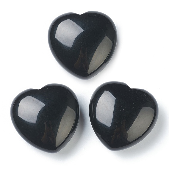 Natural Obsidian Heart Love Stone, Pocket Palm Stone for Reiki Balancing