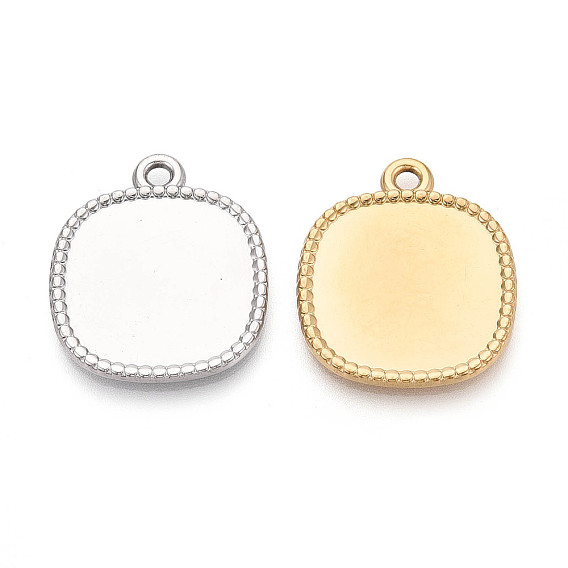 304 Настройки кабошон из нержавеющей стали кулон, квадратный