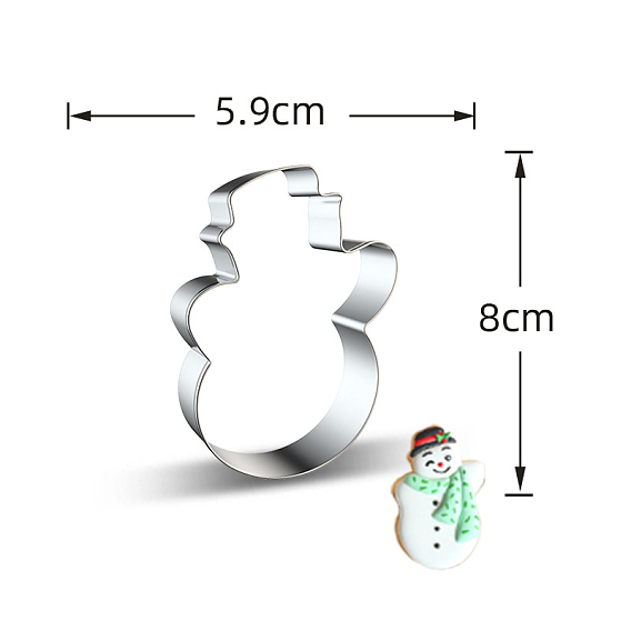 DIY 430 Stainless Steel Christmas Snowman-shaped Cutter Candlestick Candle Molds, Fondant Biscuit Cookie Cutting Mould