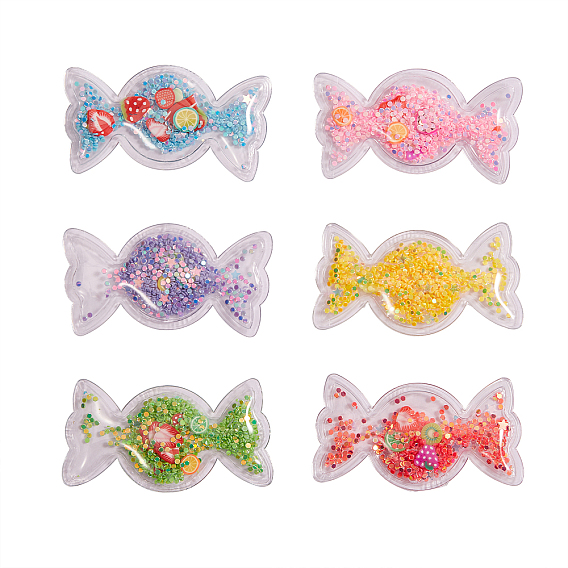 30 шт. 6 цветной пластик с аксессуарами из смолы и полимерной глины, diy для аксессуаров заколки для бобби, блеск порошок, конфеты с фруктами
