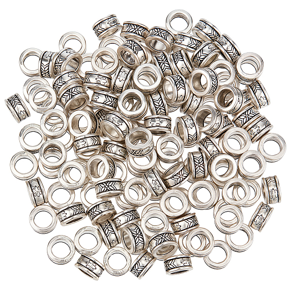 150Pcs Tibetan Style Beads, Lead Free, Cadmium Free & Nickel Free, Flat Round