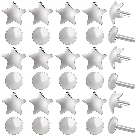 30 шт. 2 стили 925 булавки с плоской головкой из стерлингового серебра, звезда и плоский круглый