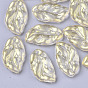 Transparent Spray Painted Glass Pendants, with Glitter Powder, Leaf