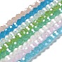 Electroplate Glass Beads Strands, Faceted, Pearl Luster Plated, Round