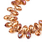 Eletroplated Trasparent Glass Beads Strands, Faceted, Teardrop