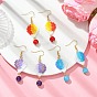 304 Stainless Steel with Glass Cylinder Seed Beads Hot Air Balloon Dangle Earrings, Brass Earrings, Golden