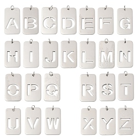 304 подвески из нержавеющей стали, с целью перехода в кольце, прямоугольник с полой буквой-подвеской, анти-тускнение, лазерная резка