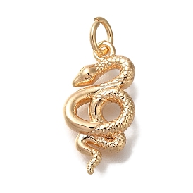 Brass Pendants, Snake, with Jump Ring Charms