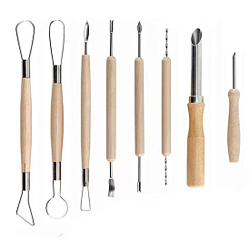 Stainless Steel Clay Sculpture Tools, Wood Handle Porcelain Carving Tool