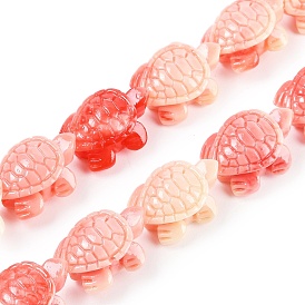 Synthetic Shell Dyed Carved Beads Strands, Tortoise