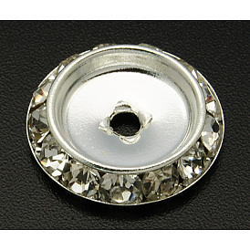 Латунные бусины разделители для поставки стразов, с четкими стразами, плоско-круглые, металлический черный 