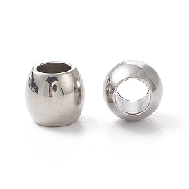 304 Stainless Steel Beads, Barrel, Large Hole Beads, 11x9.5mm, Hole: 6mm