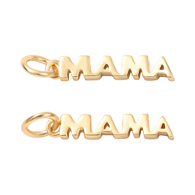 BENECREAT 20Pcs Brass Pendants, with Jump Ring, Long-Lasting Plated, Word MAMA