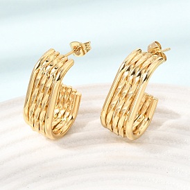 201 boucles d'oreille en acier inoxydable, boucles d'oreilles demi-créoles, 304 avec tige en acier inoxydable, placage sous vide pvd